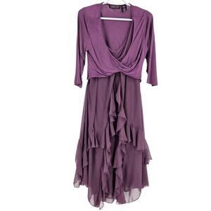 Laurie Cabot Dress RARE Purple Twist Front Ruffle Goth Y2K Pyramid L